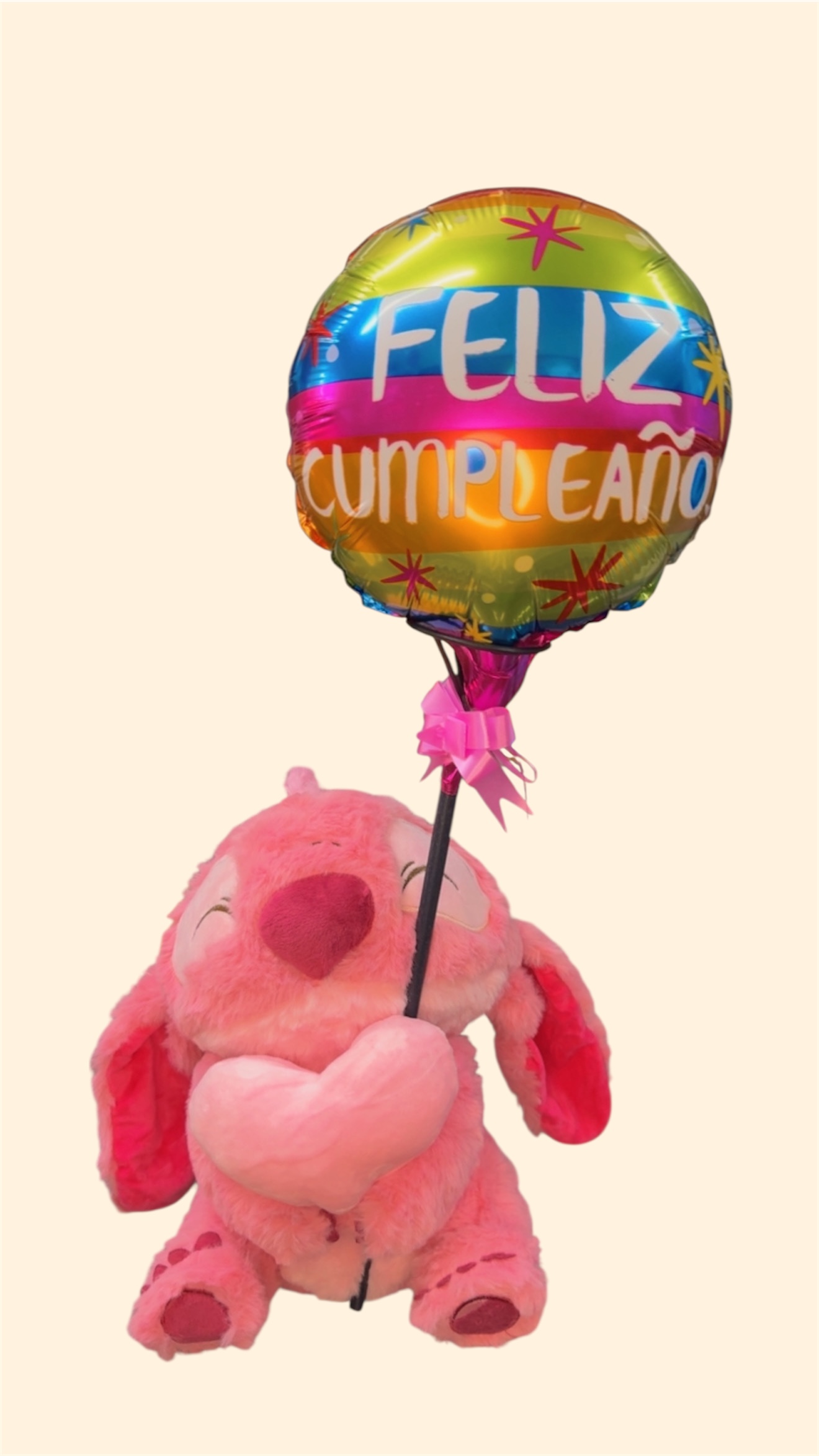 Peluche Ángel con corazón 35cm más globo