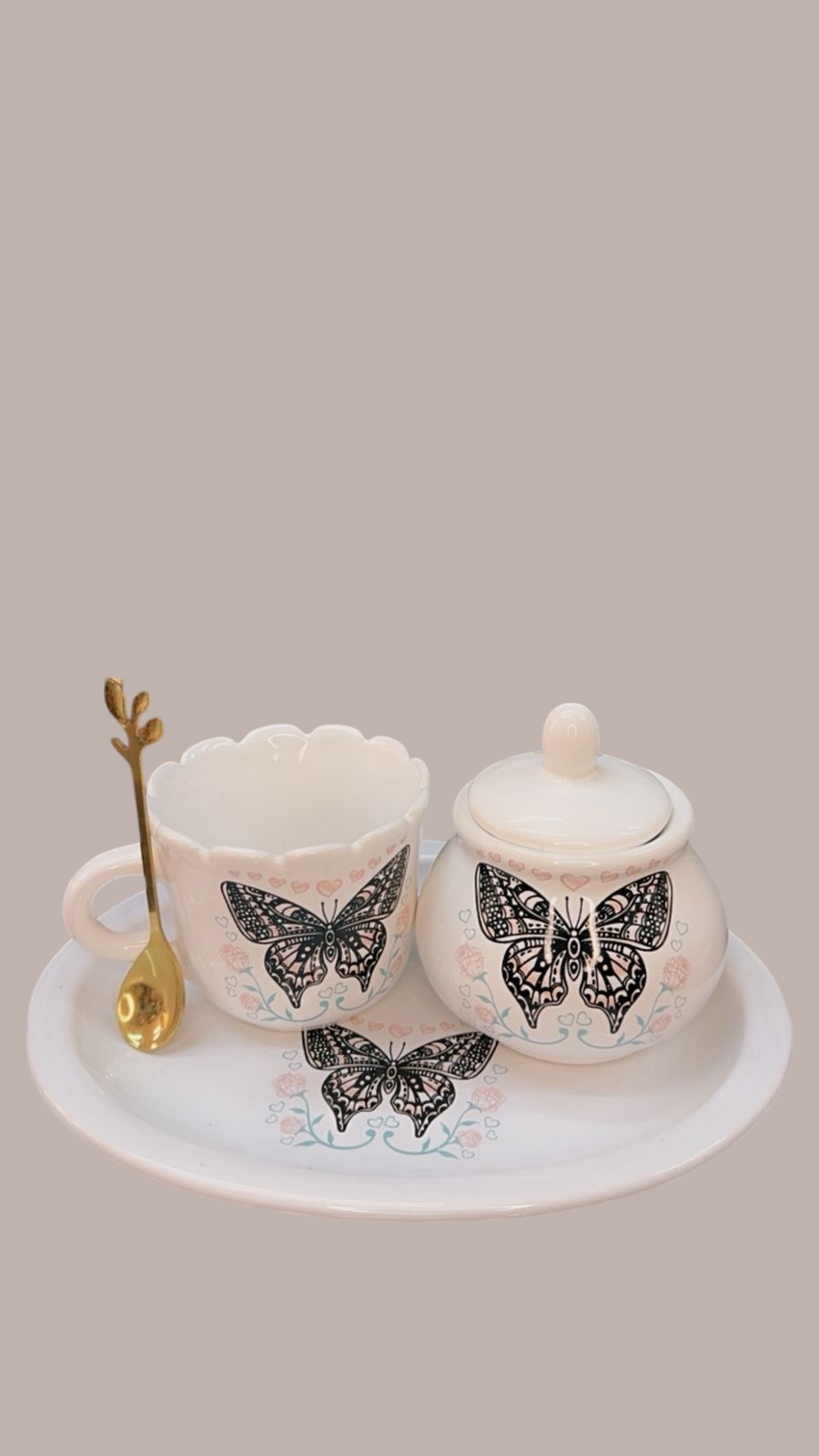 Set de cerámica mariposas negras